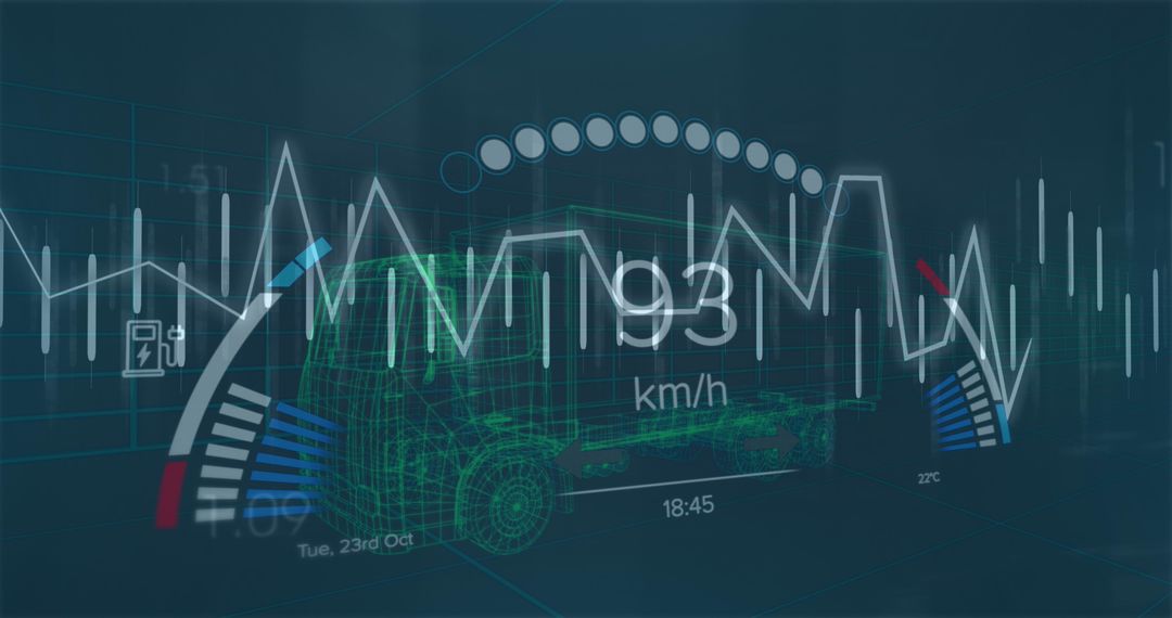 Digital Truck Model with Virtual Dashboard and Financial Data Overlay - Free Images, Stock Photos and Pictures on Pikwizard.com