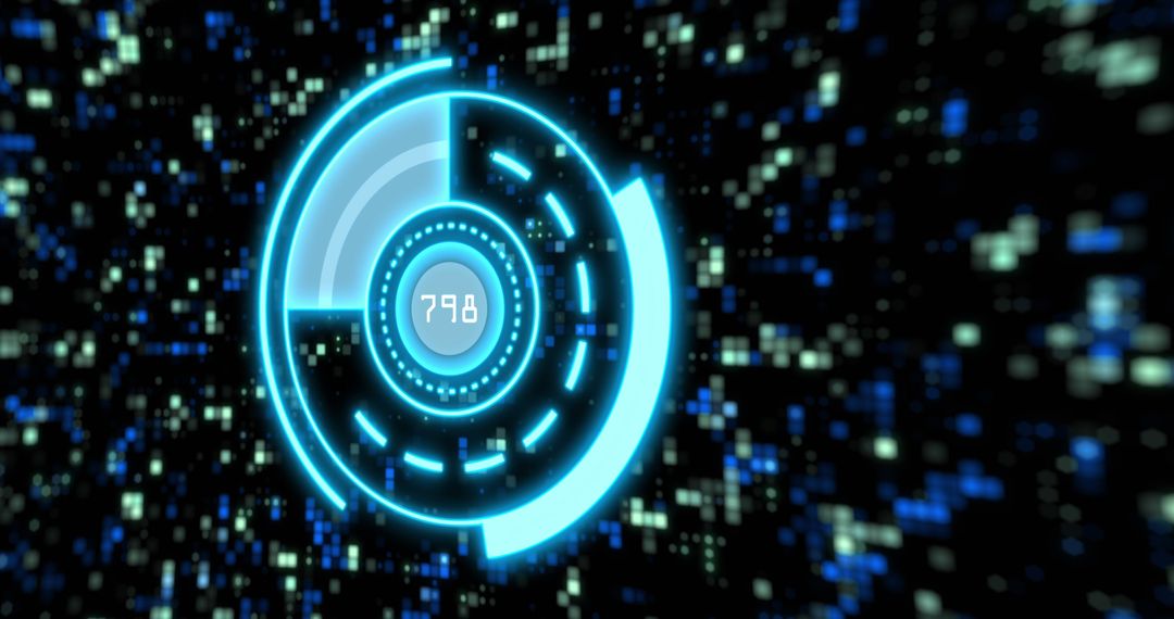 Futuristic Digital Interface with Illuminated HUD Design