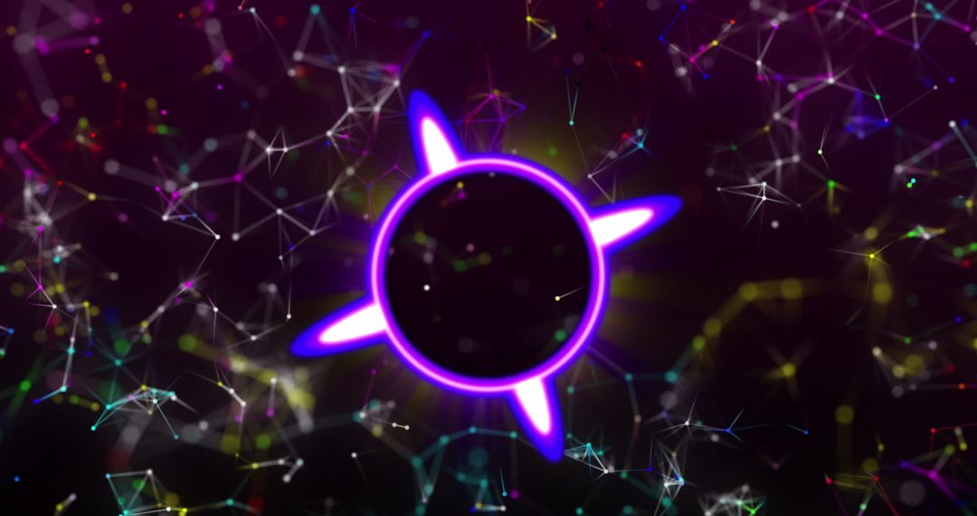 Neon Circle Technology Interface With Connection Lines