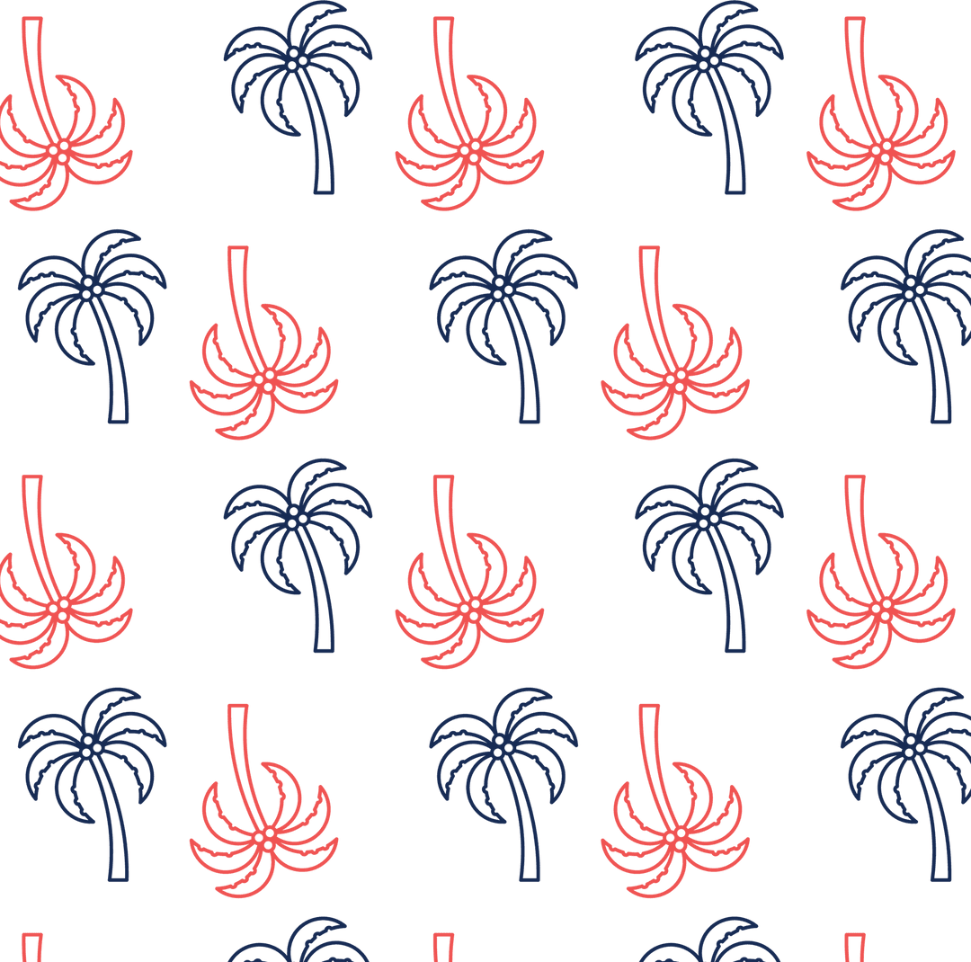 Colorful Palm Tree Pattern with Transparent Background