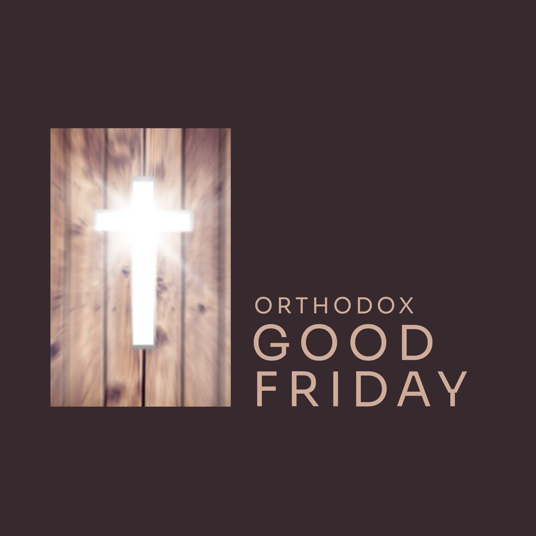 Illuminated Cross for Orthodox Good Friday on Dark Background