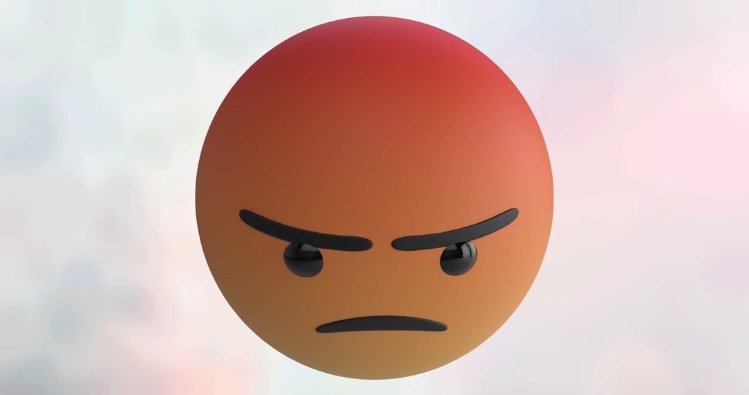 Angry Emoji on Soft Cloud Background Representing Digital Frustration