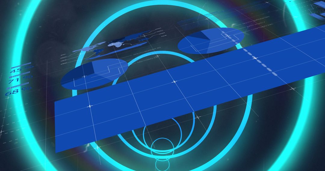 Abstract Neon Blue Geometric Shapes Summarizing Data Analytics