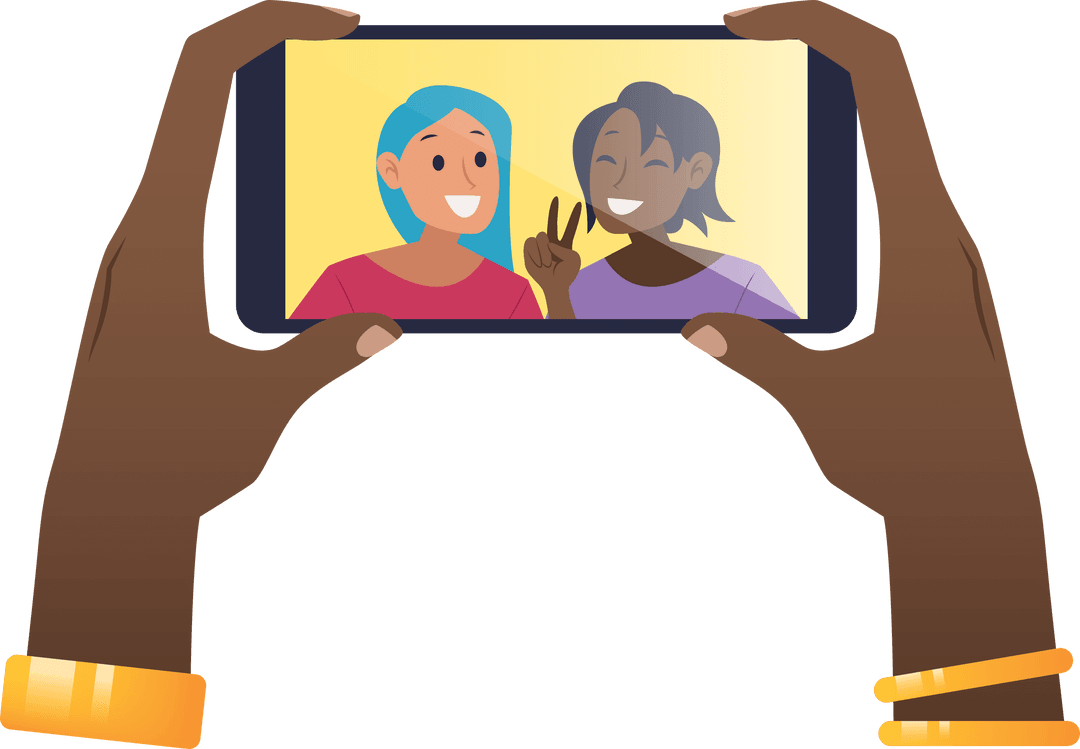 Transparent Video Call with Friends Moment Captured on Smartphone