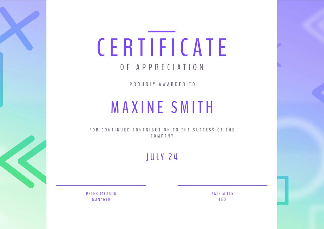 Minimalist Appreciation Certificate With Gradient Background - Download Free Stock Templates Pikwizard.com