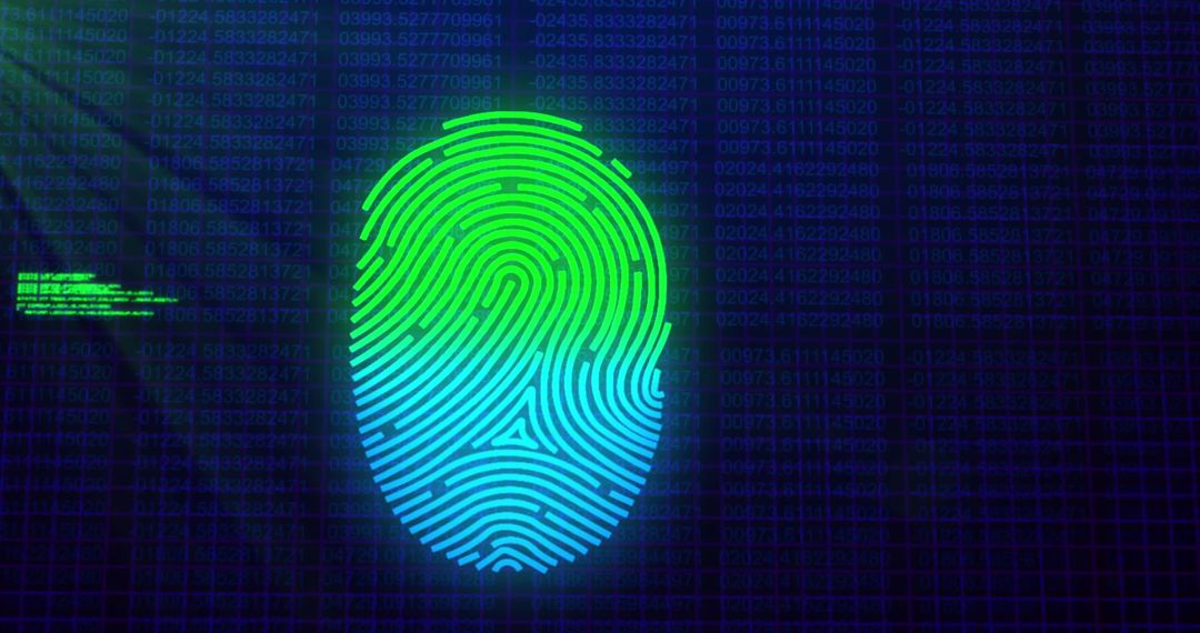 Digital Fingerprint Over Code Background Illustrating Cybersecurity