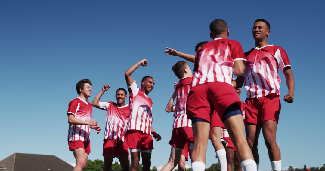 Youth Soccer Team Celebrating Victory on Sunny Day - Free Images, Stock Photos and Pictures on Pikwizard.com