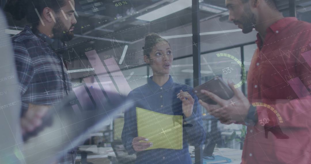 Team Collaborating on Digital Financial Data Analysis