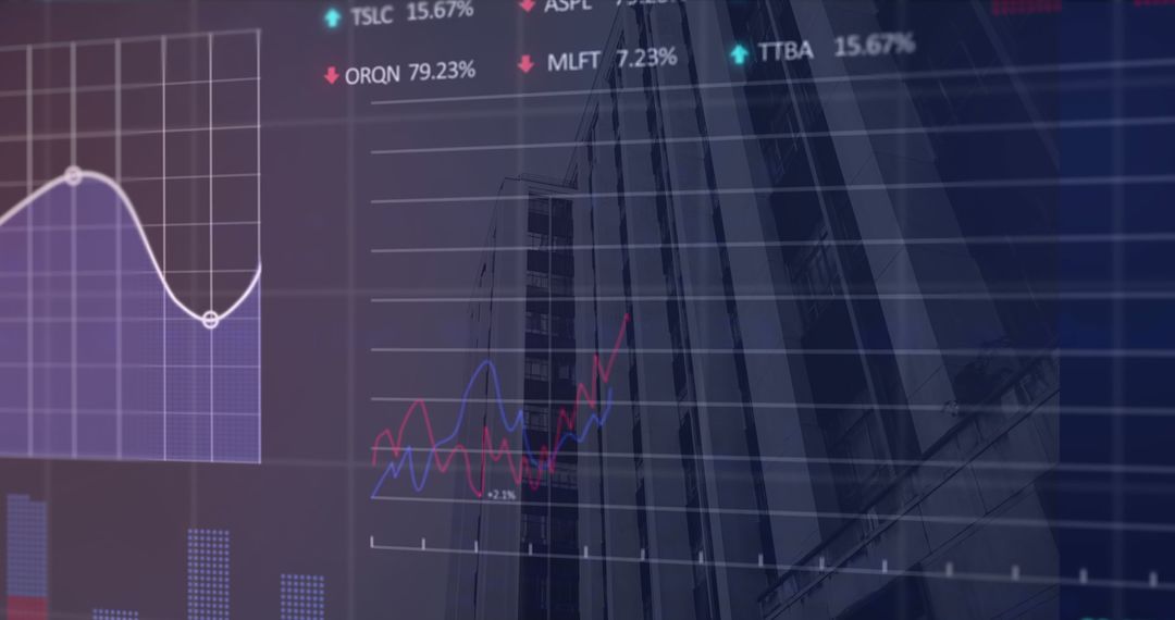 Digital Interface With Cityscape And Financial Data Charts