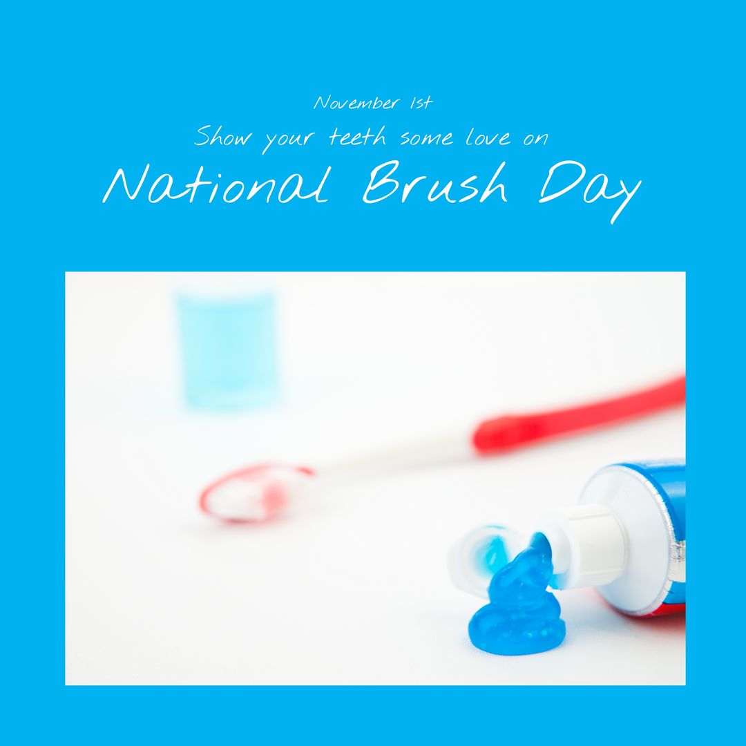 National Brush Day Poster with Toothpaste and Toothbrush - Download Free Stock Templates Pikwizard.com