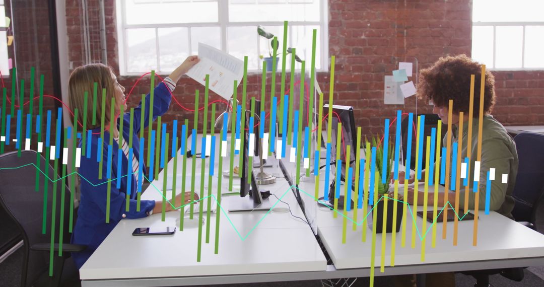 Diverse Team Analyzing Business Reports with Digital Graphs