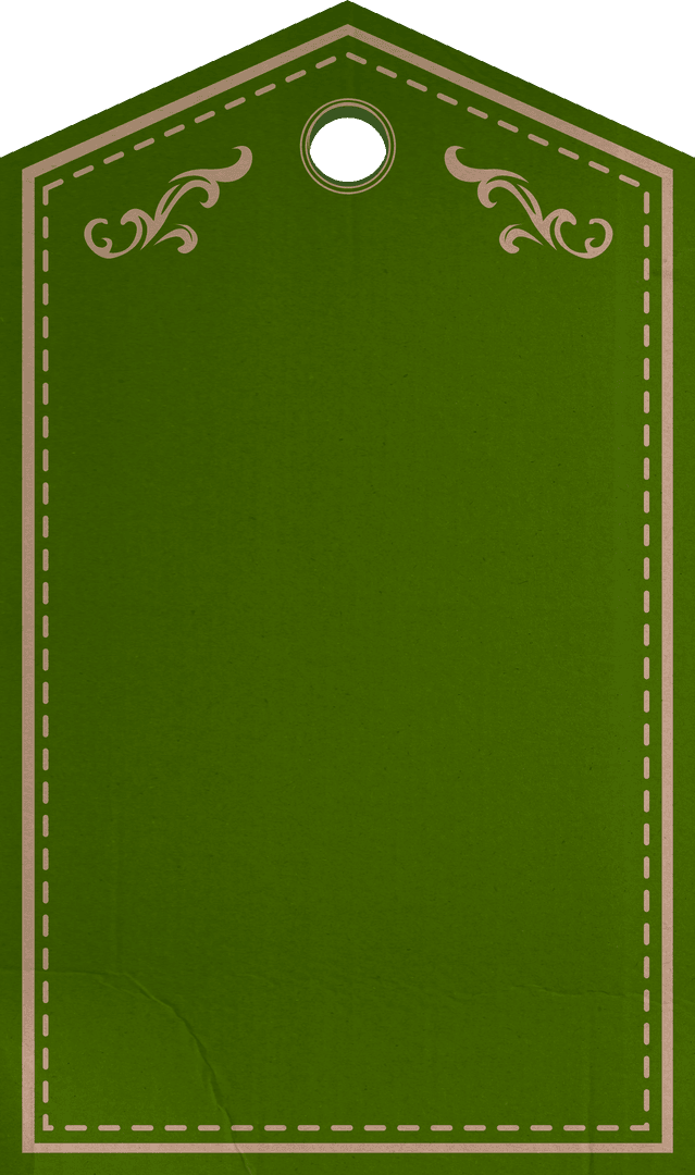 Elegant Green Tag with Ornate Gold Details and Transparent Copy Space