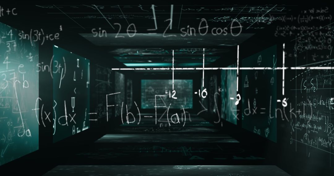 Digital Storm of Mathematical Formulas in Futuristic Setting