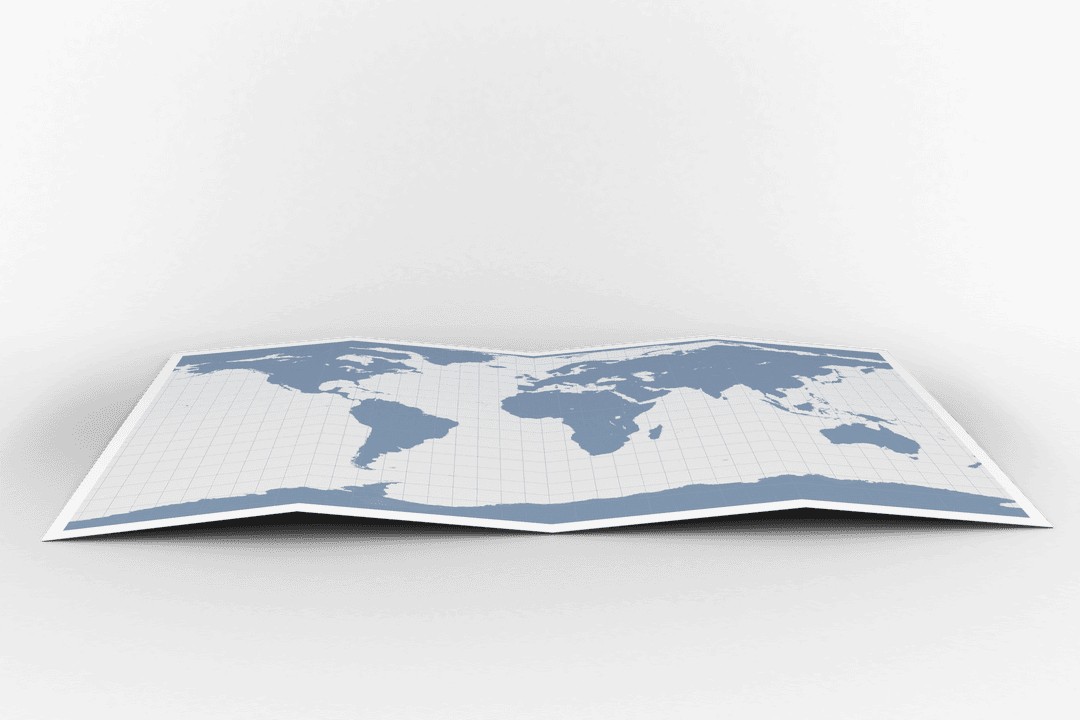 Digital Paper World Map Illustration on Transparent Background