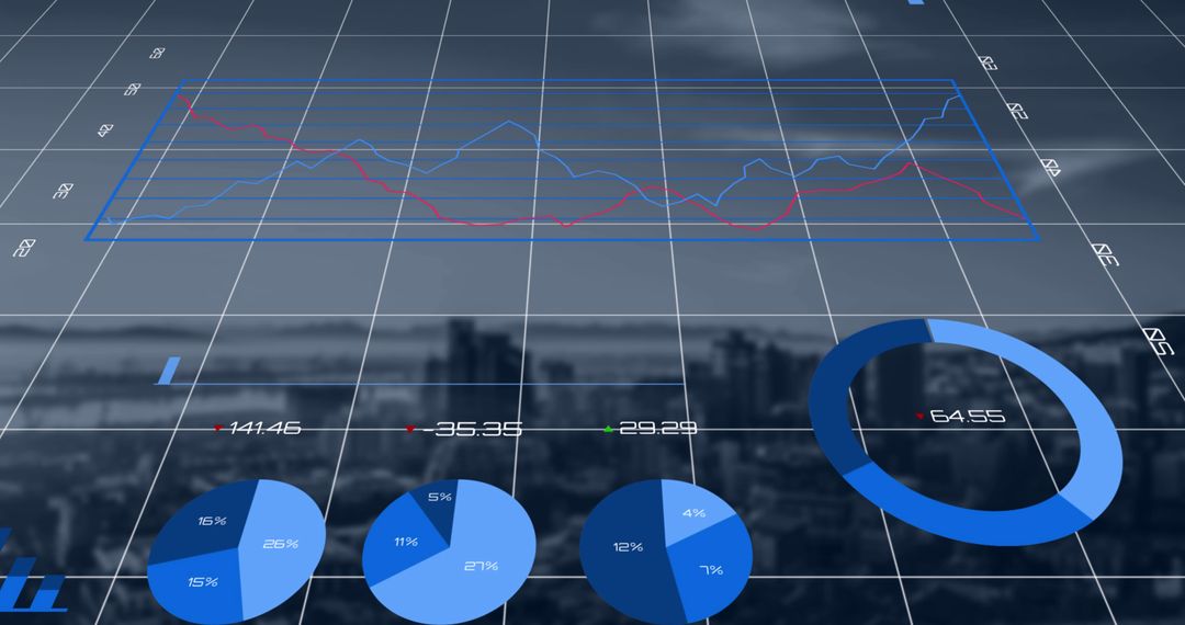 Financial Data Analysis with Cityscape View: Global Business Concept