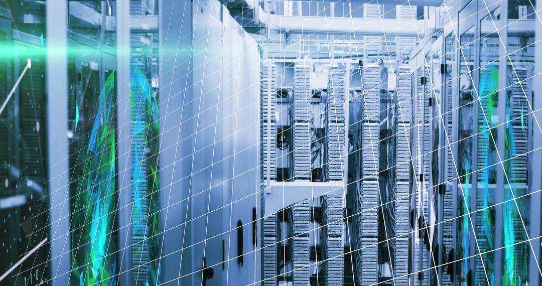 Futuristic Server Room With Digital Data Concepts