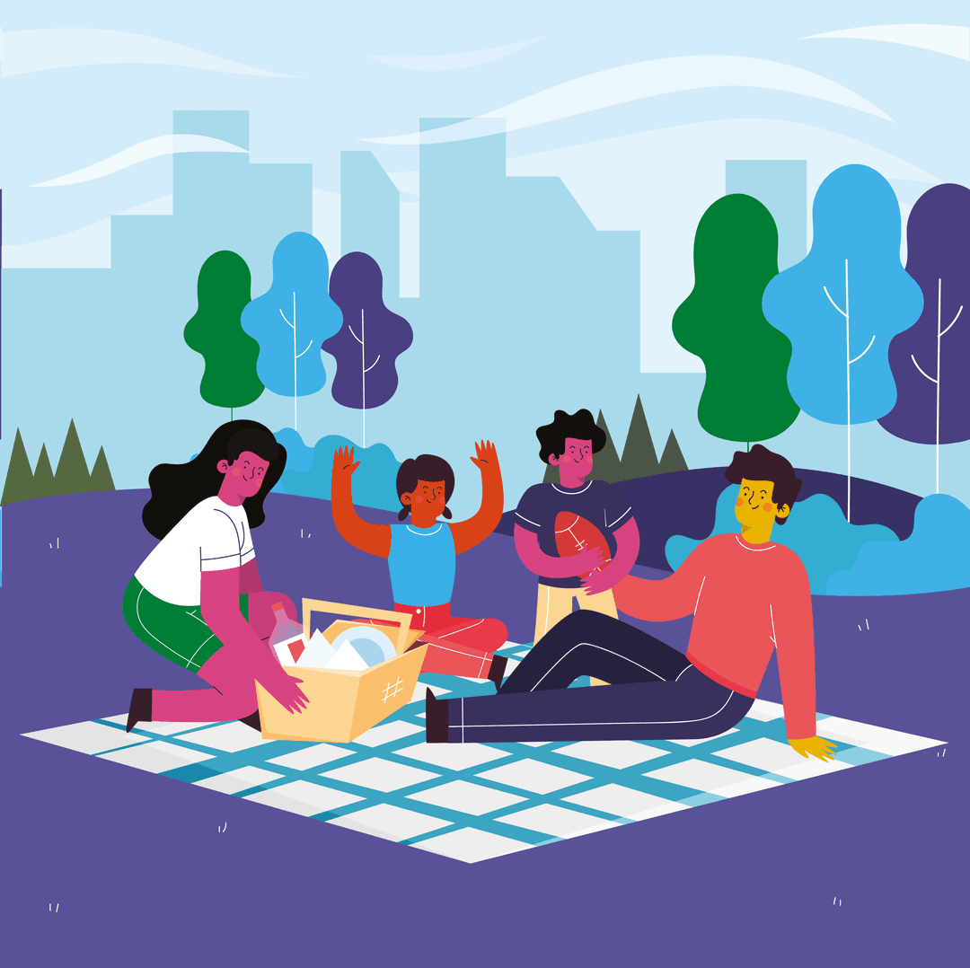 Transparent Illustration of Family Enjoying Picnic Outdoors