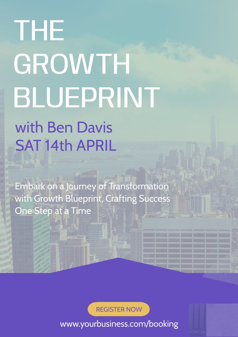 The Growth Blueprint Seminar With Inspirational City Skyline Backdrop - Download Free Stock Templates Pikwizard.com