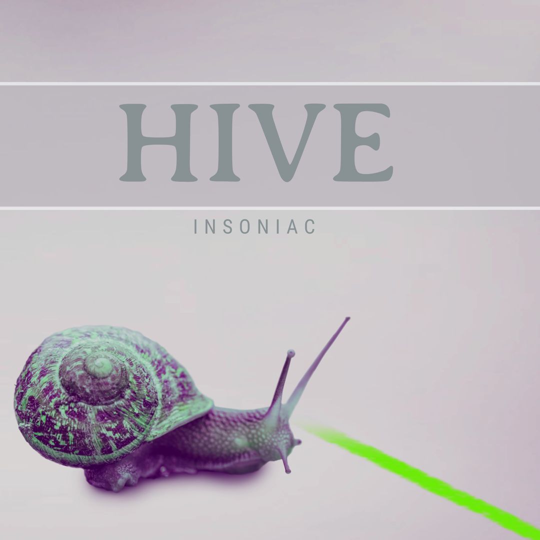 Hive Insoniac Abstract Snail with Green Neon on Lilac Background