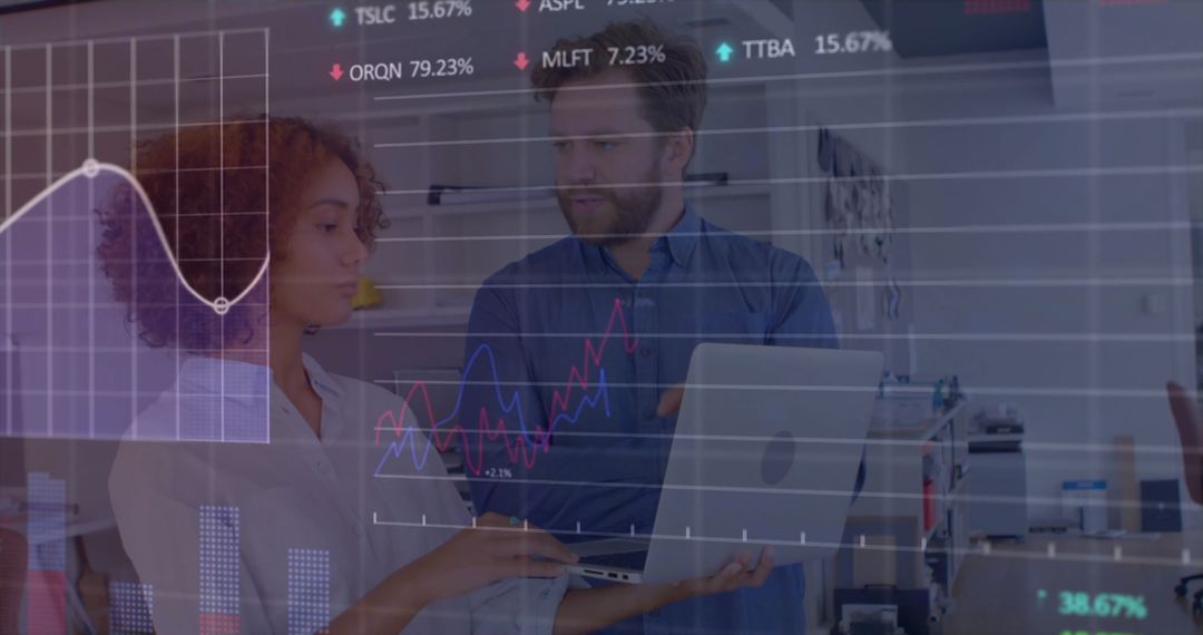 Diverse Professionals Analyzing Graphs and financial Metrics