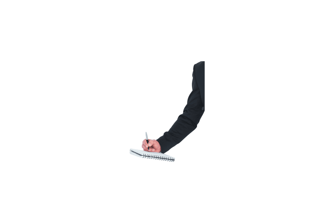 Businessman's Hand Taking Notes on Transparent Background