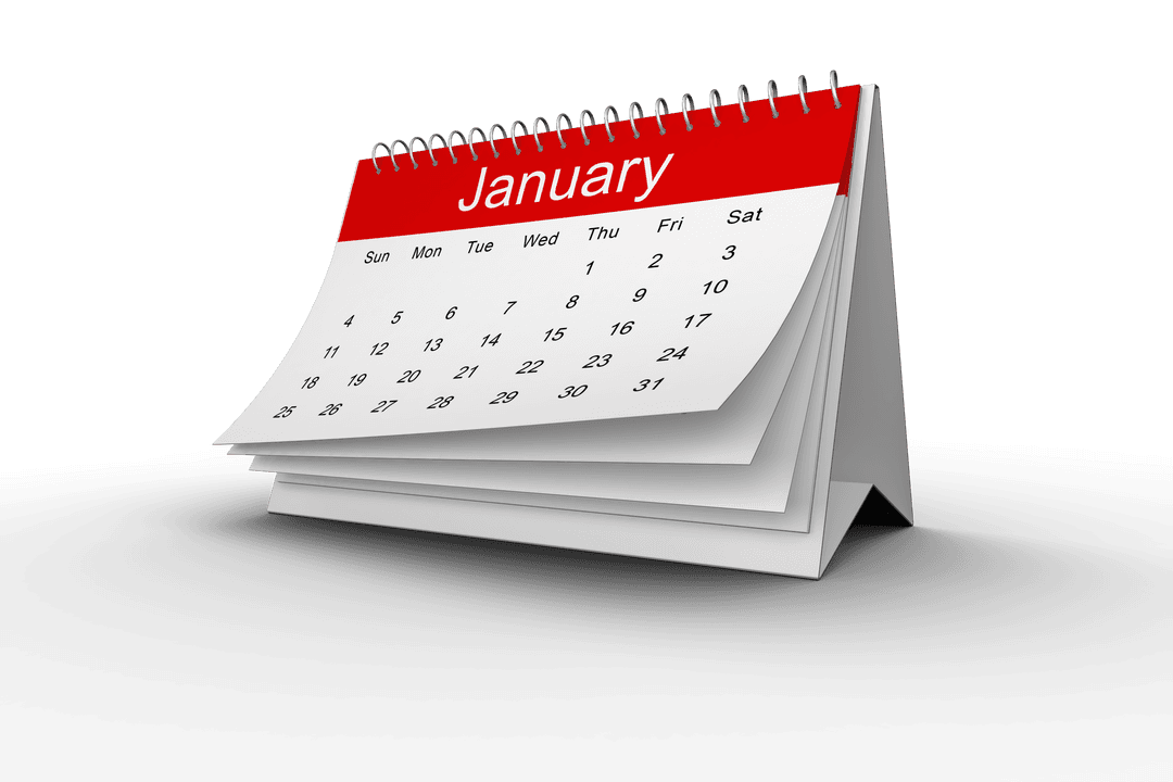 Translucent Desk Calendar Layout Isolated on Clear Background