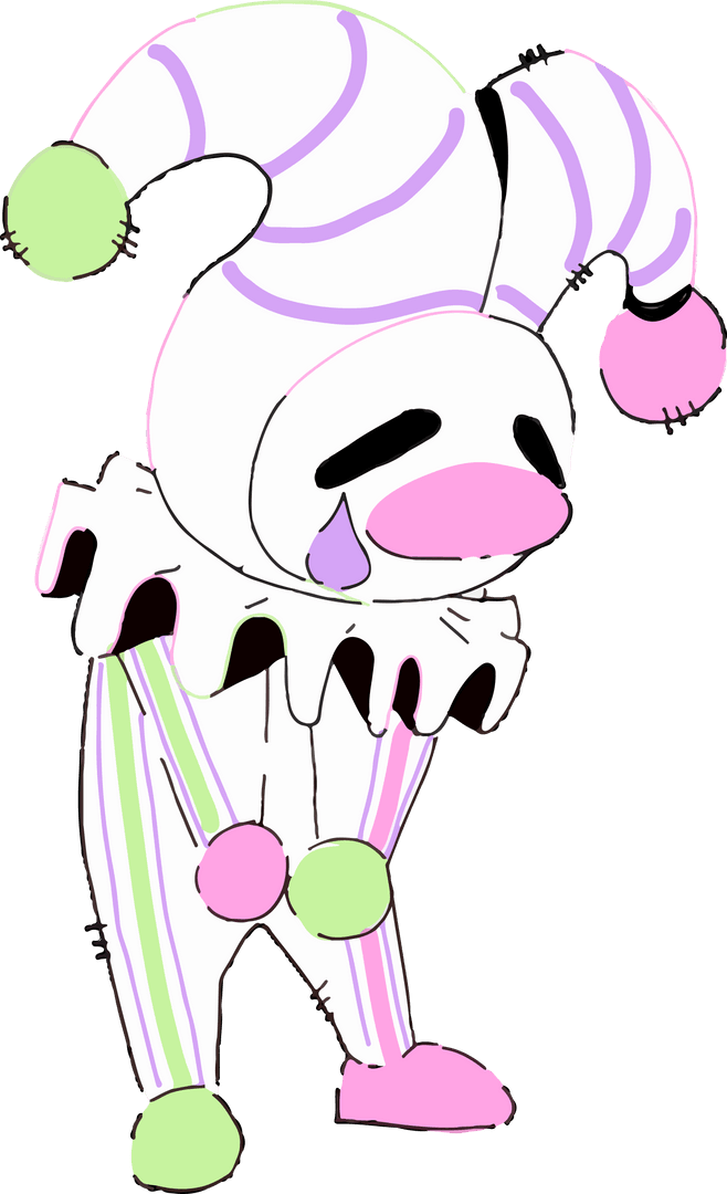 Melancholic Pastel Jester Transparent Background Character Design