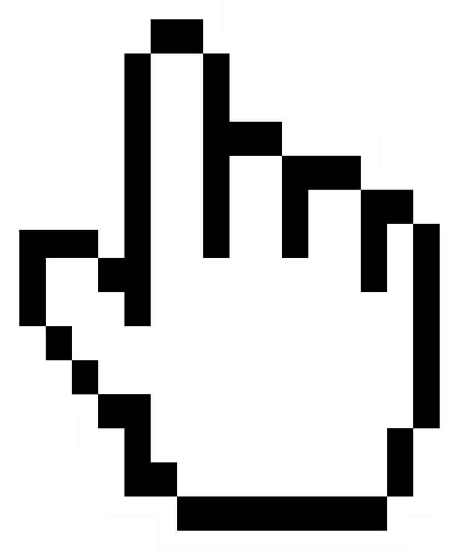 Pixelated Hand Cursor Icon Transparent Background Digital Art