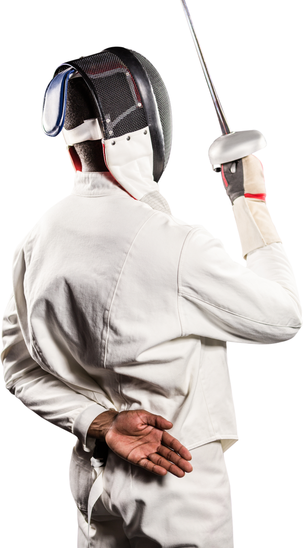 Transparent View of Fencer Holding Sword and Standing in Defensive Stance - Download Free Stock Images Pikwizard.com