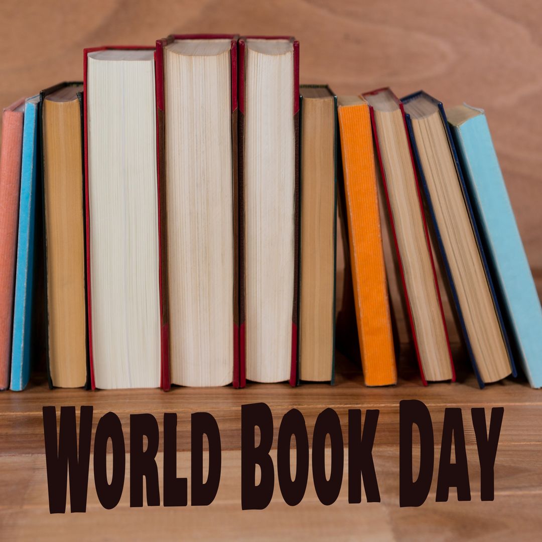 Colorful Bookshelf with World Book Day Promotion