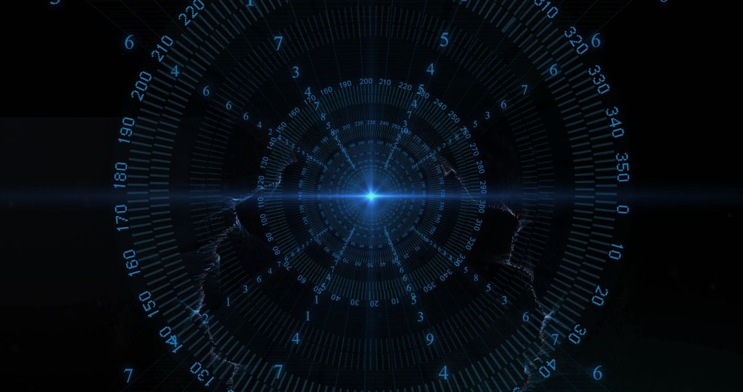 Futuristic Digital Interface with Glowing Central Point