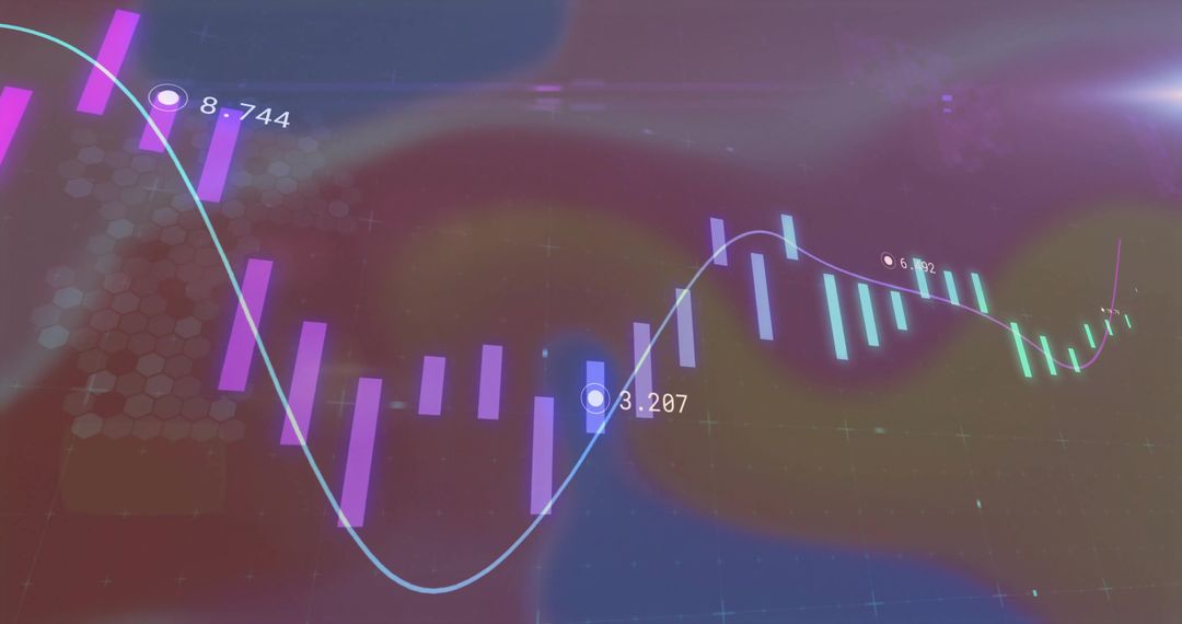Abstract Financial Chart with Virtual Analytics and Data Visualization