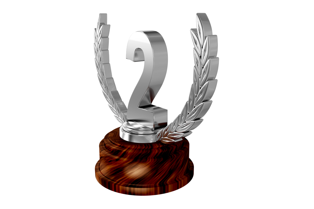 Silver Second Place Trophy with Laurel on Transparent Background - Download Free Stock Images Pikwizard.com