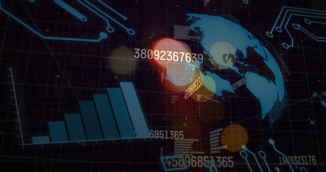 Digital Interface with Globe and Business Analytics Visual