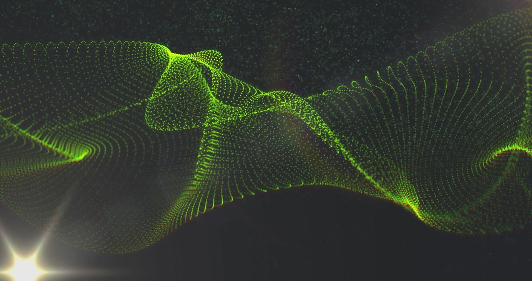 Dynamic Green Wave of Dots and Light Flare