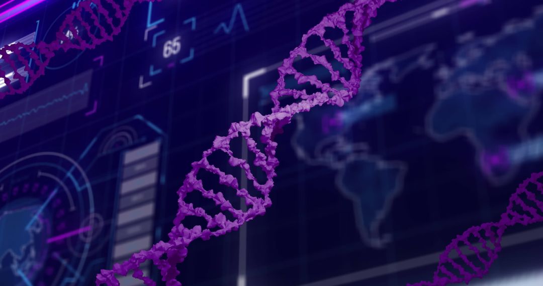DNA Strand with Digital Data Screen