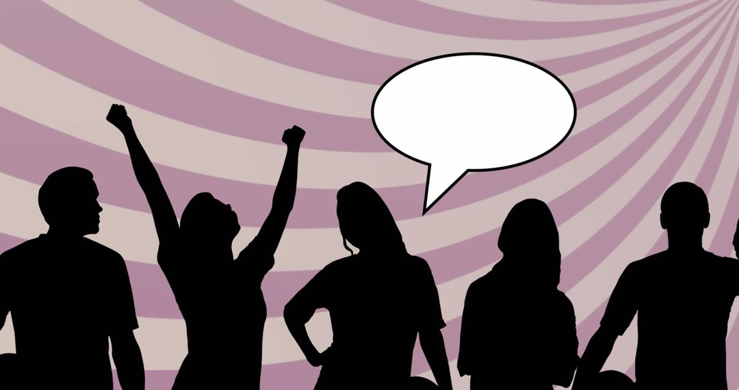 Silhouetted Group of Supporters With Speech Bubble