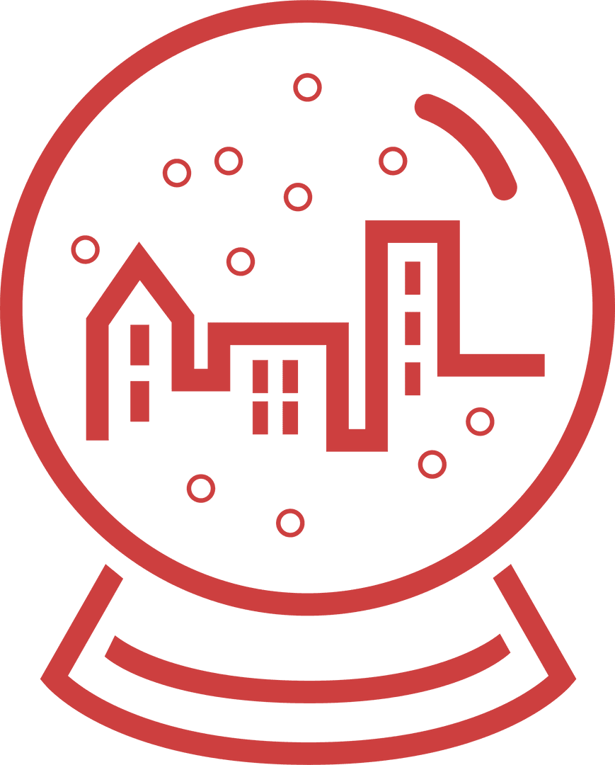 Cityscape Inside Transparent Snow Globe on Clean Background