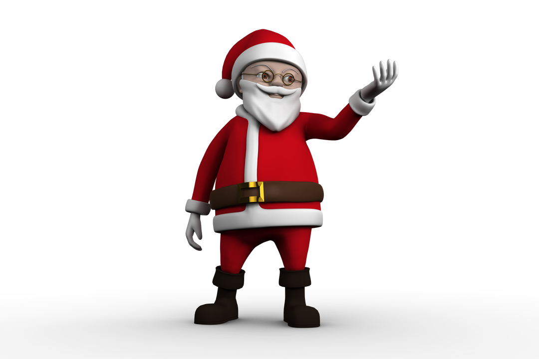 Transparent Cute Cartoon Santa Claus Waving Amicably - Download Free Stock Images Pikwizard.com