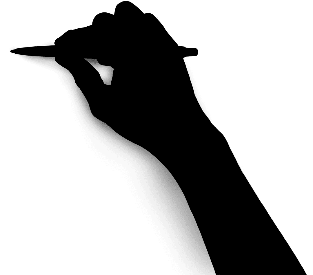 Silhouette of Hand Drawing with Pencil on Transparent Background