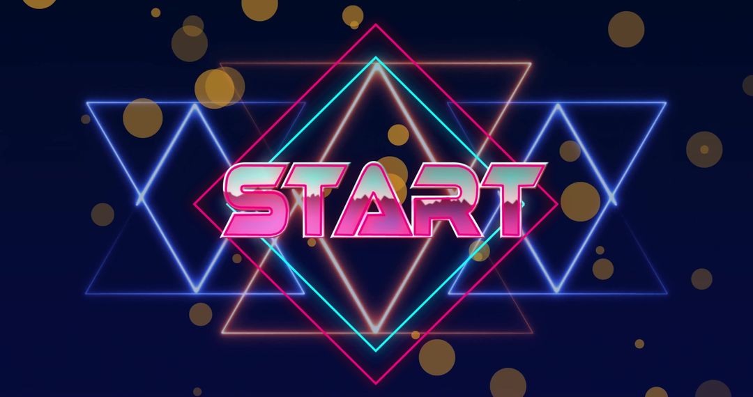 Start Text with Neon Geometric Pattern Background