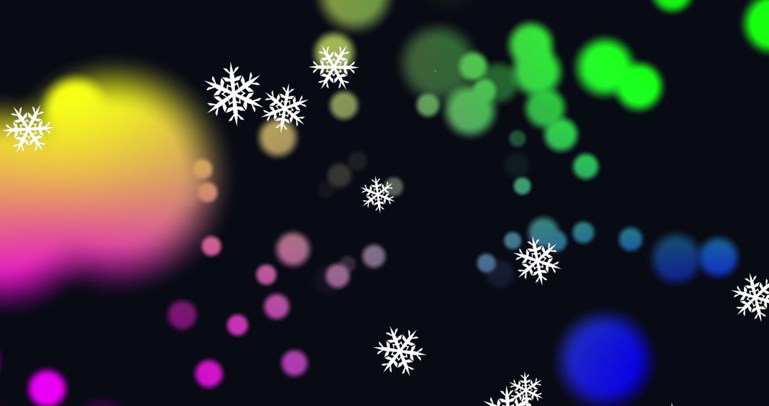 Abstract Snowflake Design with Vibrant Bokeh Lights