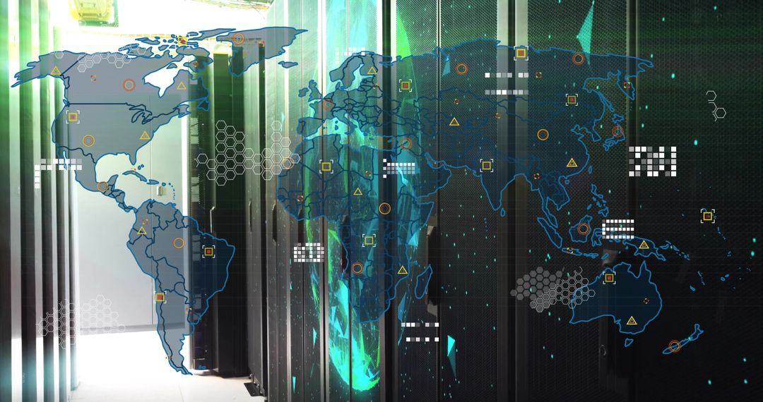 Futuristic Data Center with Global Network Connectivity
