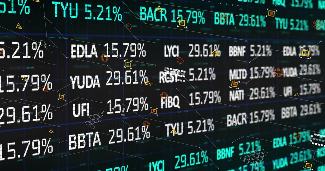 Digital Stock Market Display: Global Finances and Data Insights