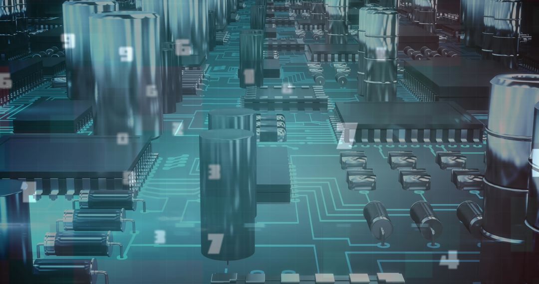 Digital Circuit Board with Changing Numbers