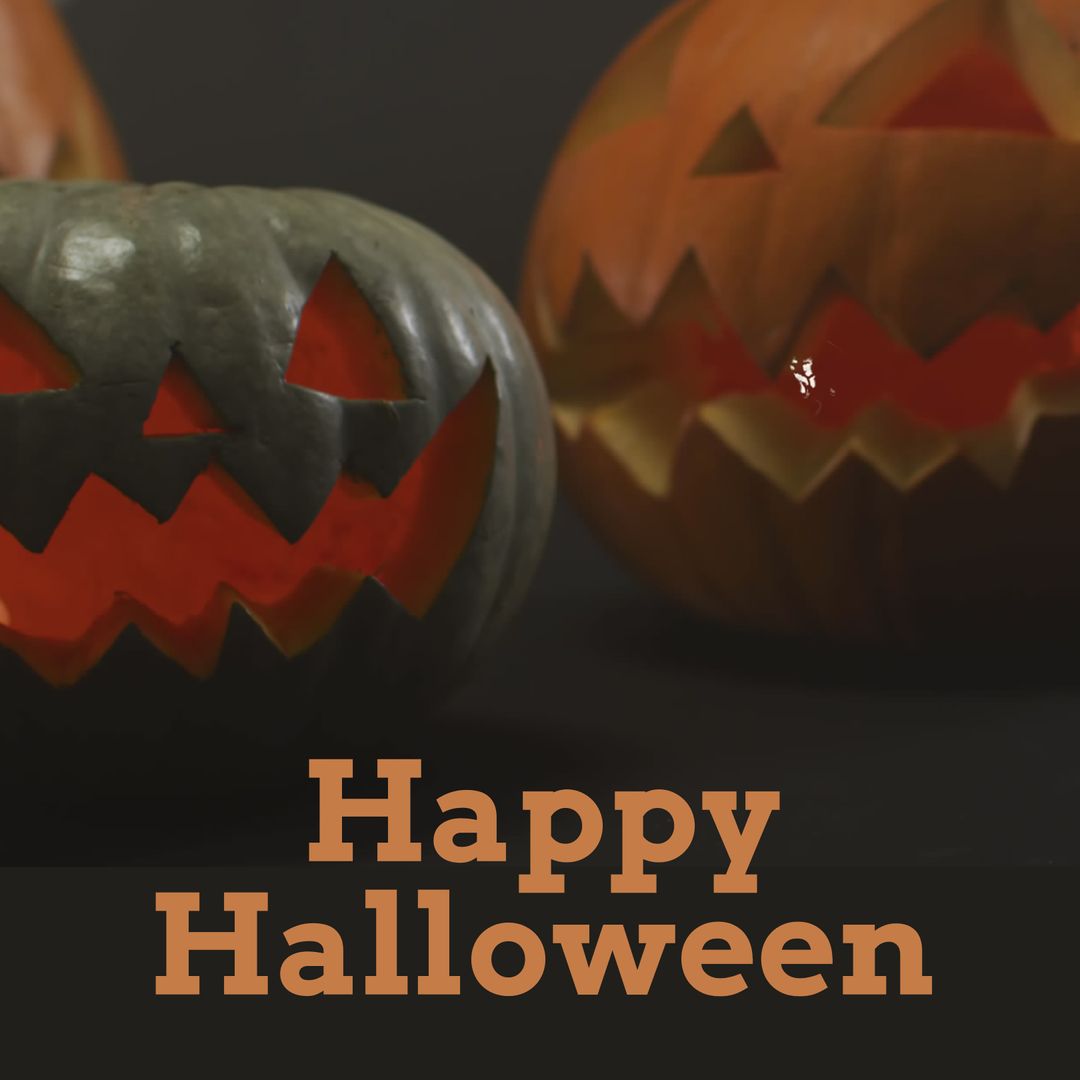 Eerie Halloween Jack-O'-Lanterns with Glowing Light