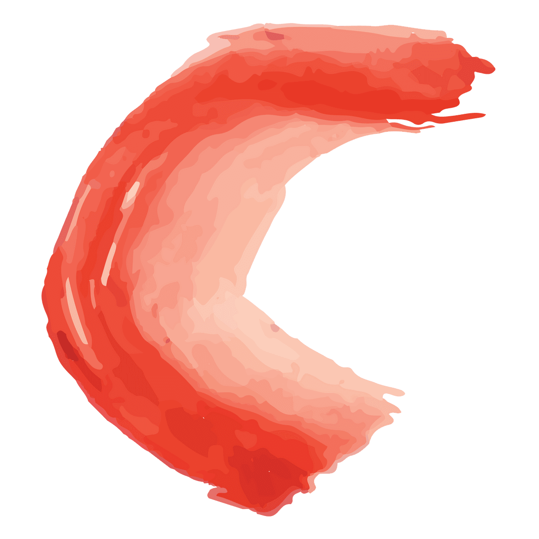 Dynamic red brushstroke on transparent background