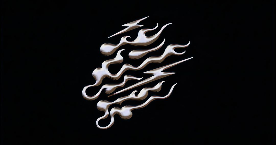 Flowing Abstract Fluid Flames on Black Backdrop