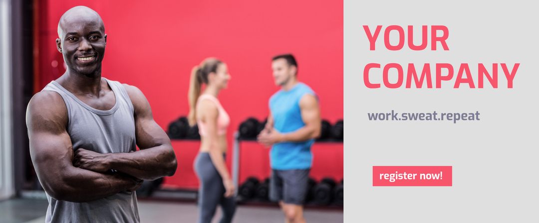 Confident personal trainer leading motivational fitness session