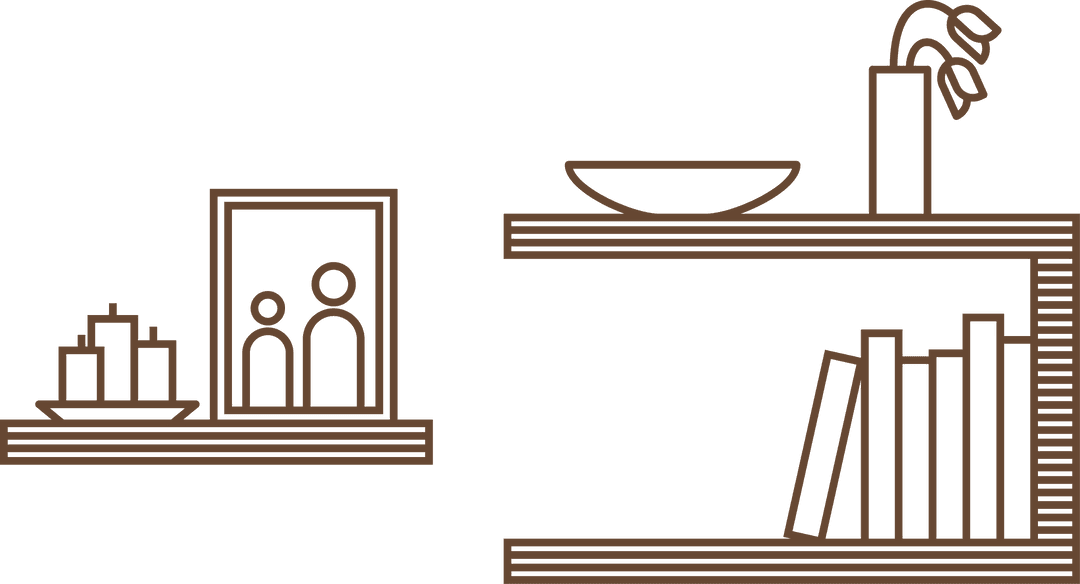 Minimalist Line Art with Shelves on Transparent Background